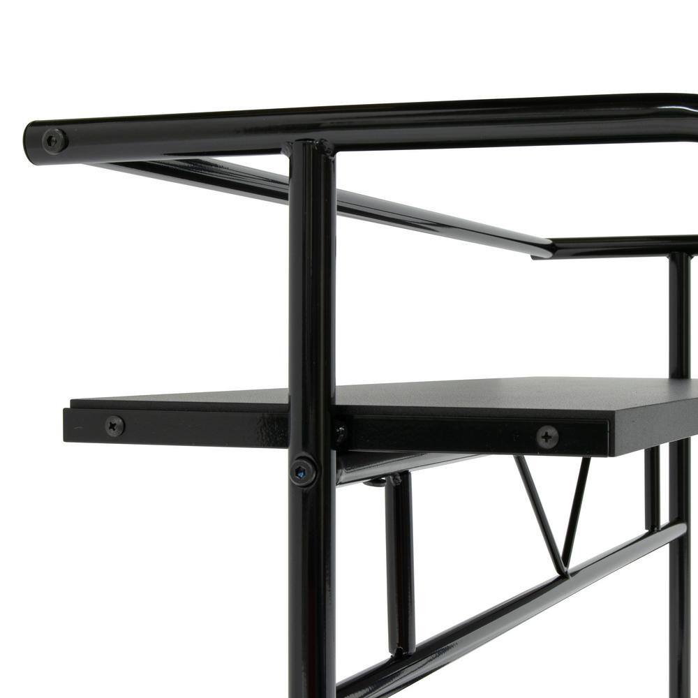 Contemporary Black Wood Adjustable Drafting Table with Storage