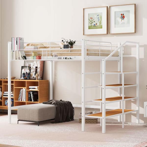 wetiny White Full Platform Bed