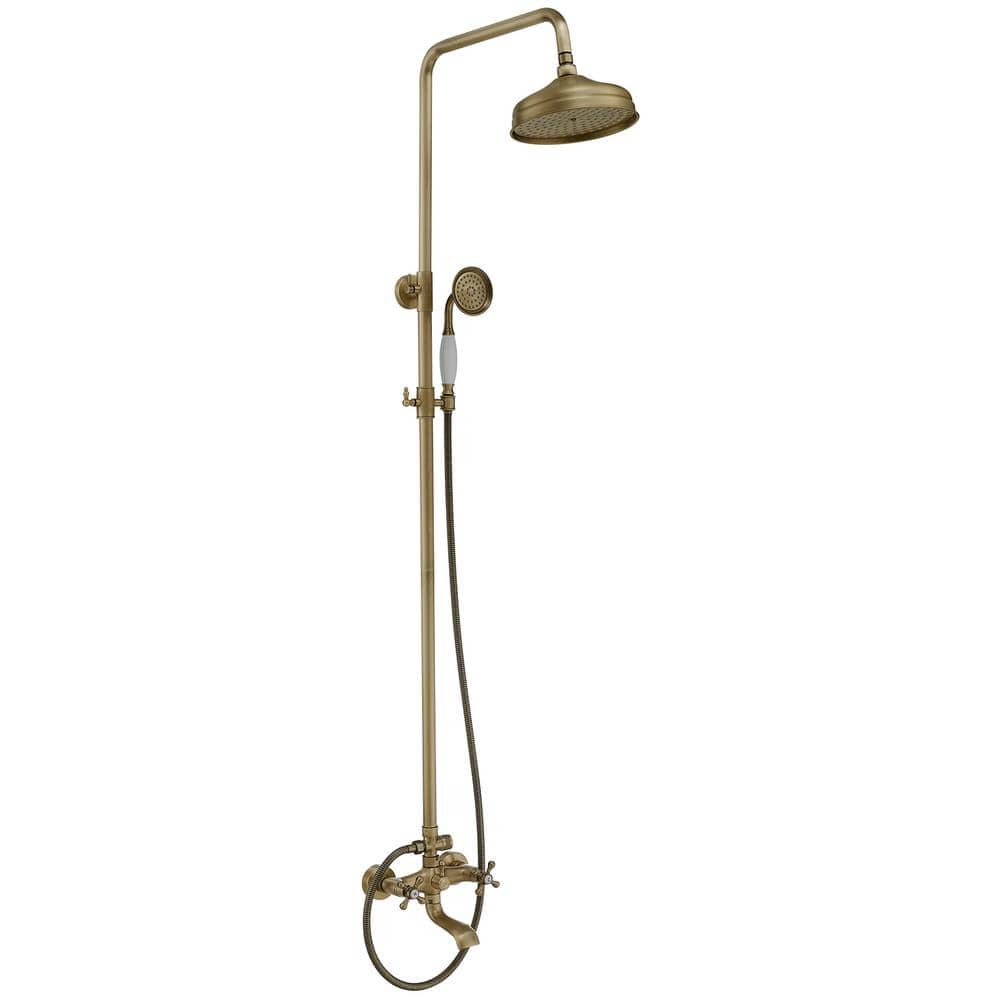 Double Handle 2-Spray Bathroom Shower Faucet Wall Bar Shower Kit 2.5 GPM with High Pressure in. Antique (Valve Included) price history on PriceWatchPro