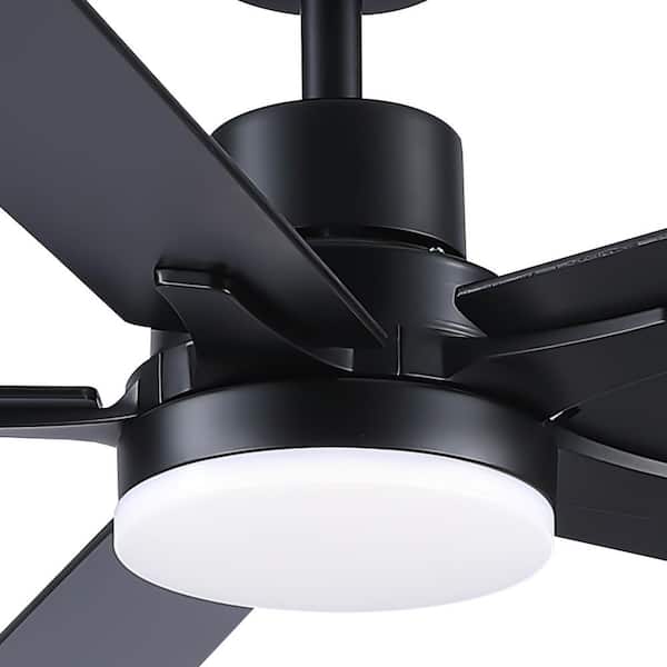 Jushua 52 in. Black Lowe Profile Ceiling Fan with Light CT