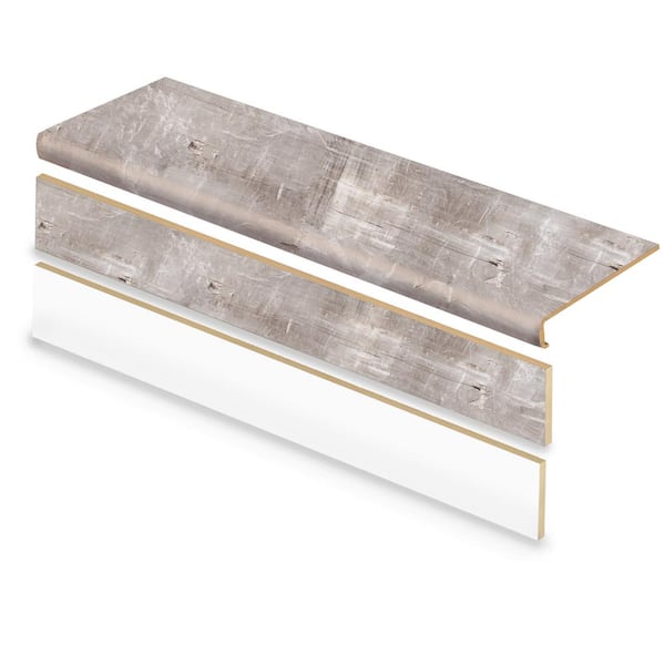 Cap A Tread Scratch Stone 47 in. L x 12.15 in. W x 2.28 in. T Vinyl Stair Tread and Reversible Riser Kit