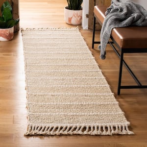 Natural Fiber Ivory 2 ft. x 8 ft. Solid Runner Rug