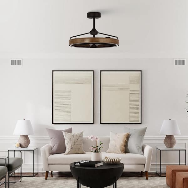 27 in. LED Indoor Rustic Wood Black Downrod Mount Chandelier Ceiling Fan with Light and Remote Control