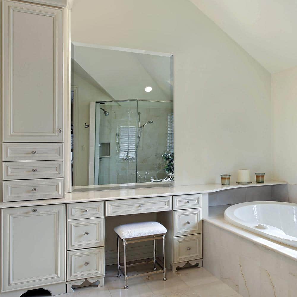 Elegant 36" Square Frameless Beveled Wall Mirror with Shelf