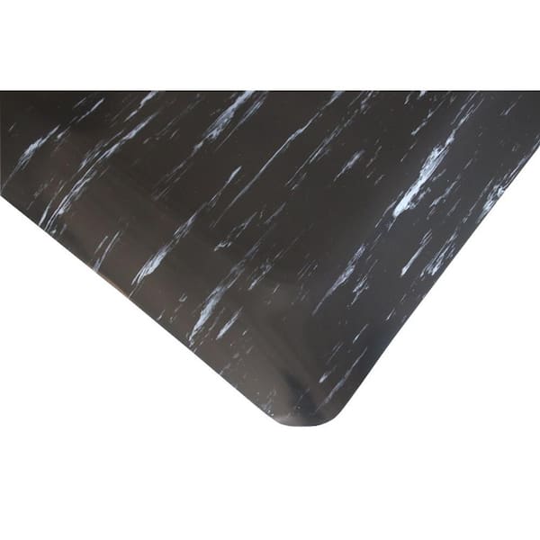 Rhino Anti-Fatigue Mats Marbleized Tile Top Anti-fatigue Mat 2 ft. x 10 ft. x 1/2 in. Black/White Commercial Mat