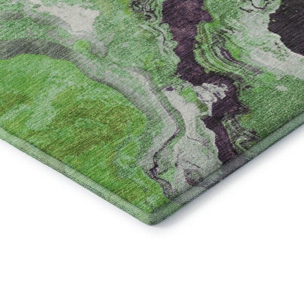 Mayfield Premium Machine Washable Abstract AMF1908 Green 3 ft. x 4 ft. Area Rug