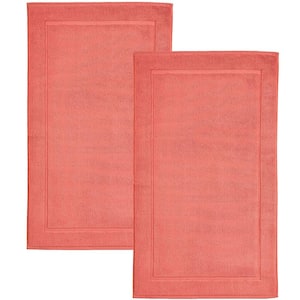 Orange 100% Cotton Rectangle 2 Piece Absorbent and Machine Washable Bathmat Set