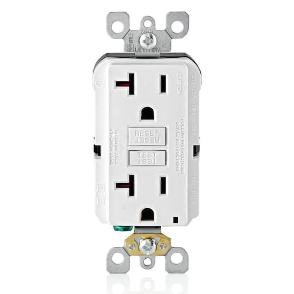 20 Amp 125-Volt NEMA 5-20R SmartlockPro 2-Pole Residential Grade Duplex GFCI Receptacle Outlet, White GFNT2-W