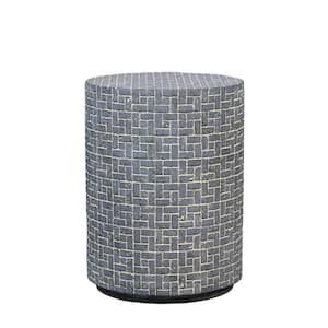 Faux Stone Outdoor End Table in Gray