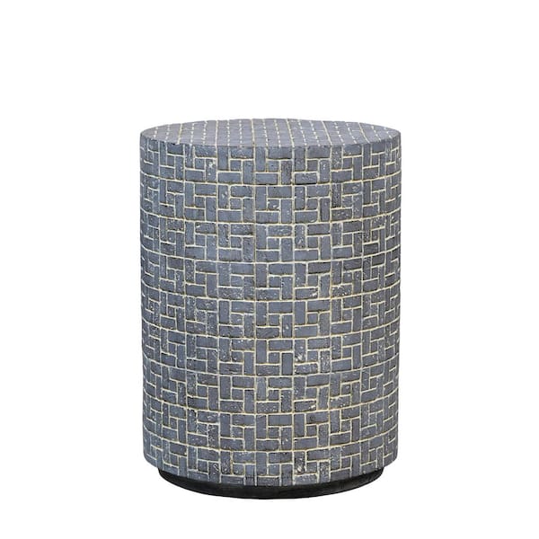 DARKiNGS Faux Stone Outdoor End Table in Gray