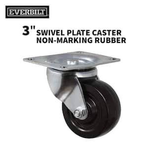 3 in. Black Soft Rubber and Steel Swivel Plate Caster with 175 lbs. Load Rating