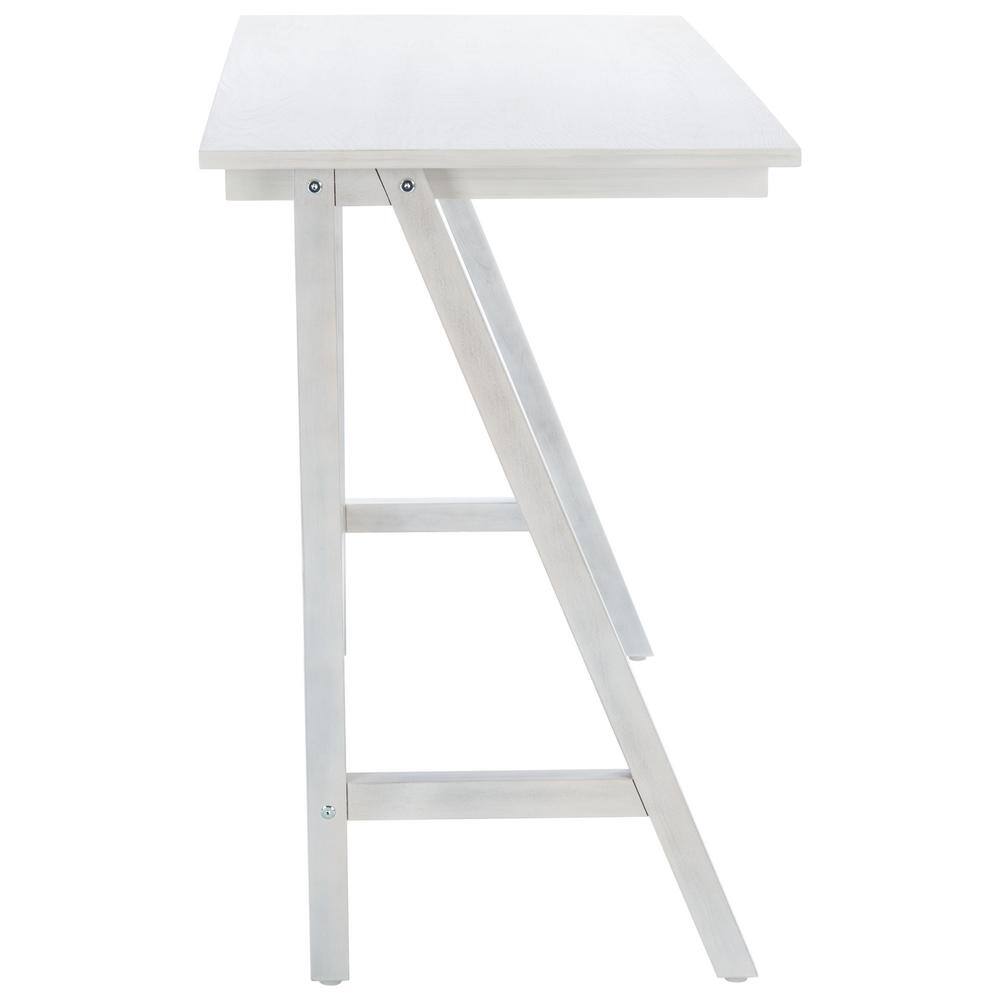 Asymmetrical Whitewashed Mahogany Desk with Drawer