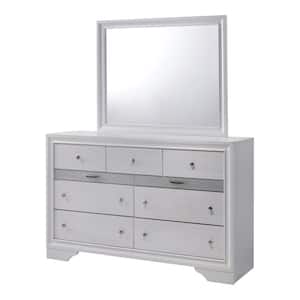 Ekon White 9-Drawer 63 in. Dresser with Mirror
