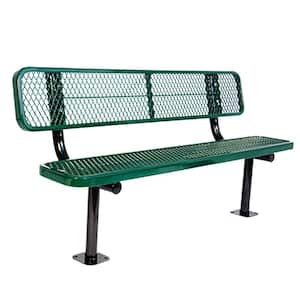 Surface Mount 8 ft. Green Diamond Commercial Park Bench with Back
