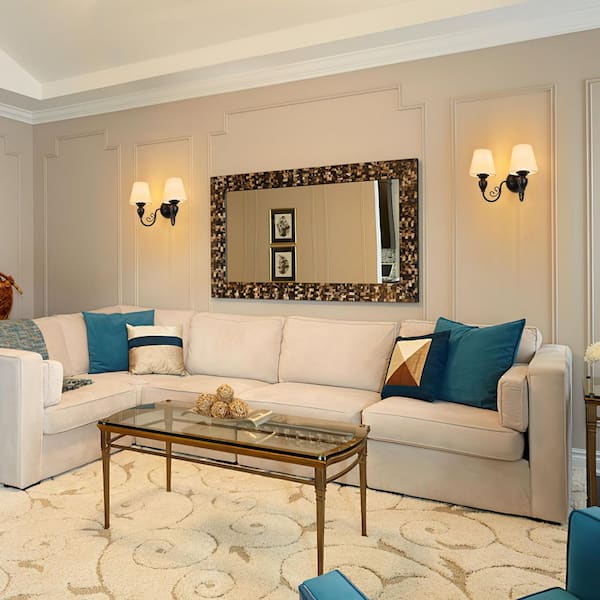 Farmhouse 16.54 in. 2-Light Black Wall Sconce with White Fabric Shade