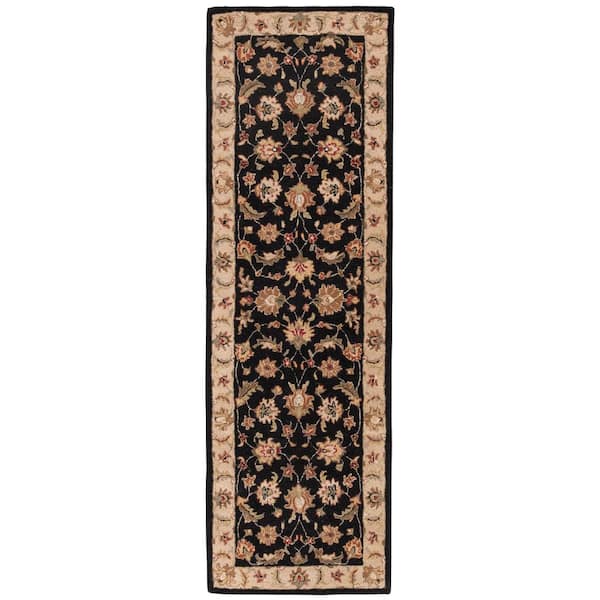 Jet Black 3 ft. x 6 ft. Oriental Runner Rug