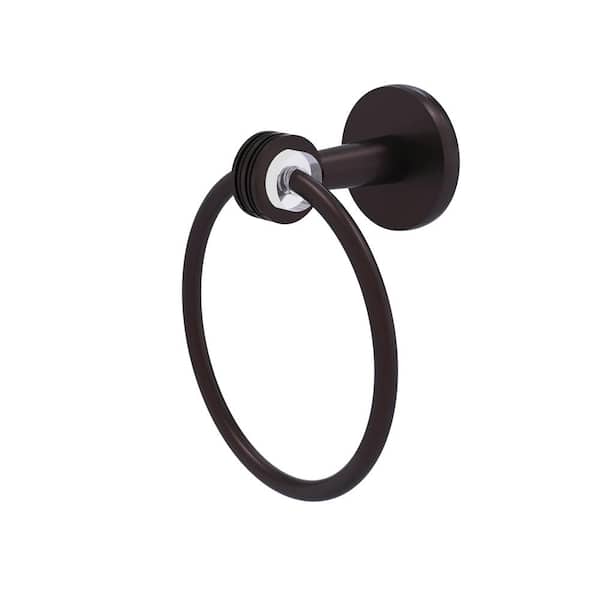 Allied Brass Clearview Collection Wall Mounted Towel Ring with Dotted Accents in Antique Bronze