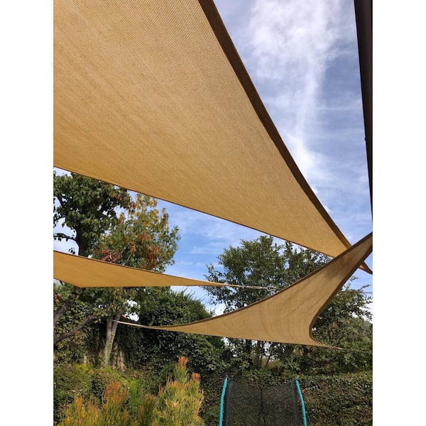 Colourtree 14 Ft X 14 Ft X 19 8 Ft 190 Gsm Sand Beige Right Triangle Sun Shade Sail Canopy Outdoor Patio And Pergola Cover Taprt14 17 The Home Depot