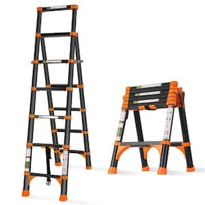 65 in.+ 77 in. 330 lb. A-Frame Aluminum Telescopic Ladder, Adjustable Portable Extension Ladder for Home or RV Work