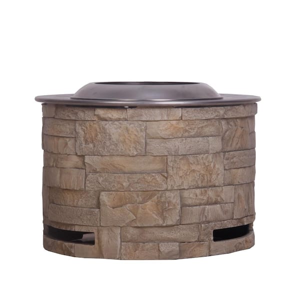matrix decor 20.5 in. Stackstone Wood Pellet/Twig/Wood As The Fuel Smokeless Fire Pit in Yellow