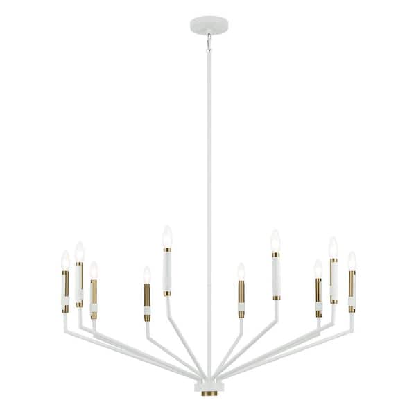 KICHLER Armand 38.25 in. 10-Light White with Bronze Accent Contemporary Candle Circle Chandelier for Dining Room