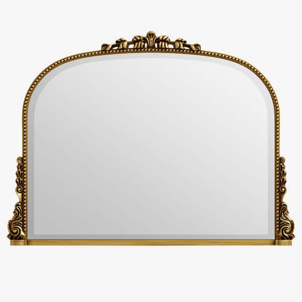 Vintage Gold 26.5 in. W x 35.5 in. H Classic Arched PU Framed  Wall Mirror Bathroom Vanity Mirror