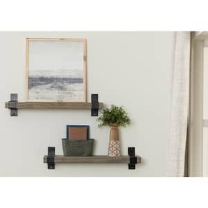 6 in. x 24 in. x 6 in. Gray Pine Wood Floating Decorative Wall Shelves with Wrap Brackets (Set of 2)