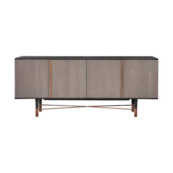 Armen Living Turin Rustic Oak Wood Sideboard Cabinet with Copper Accent