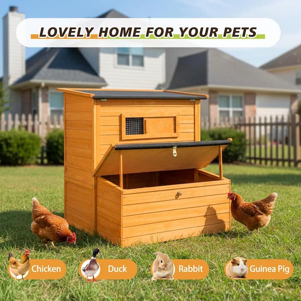 GOGEXX Double-Decker Wooden Chicken Coop for 6-8 Chickens with 3