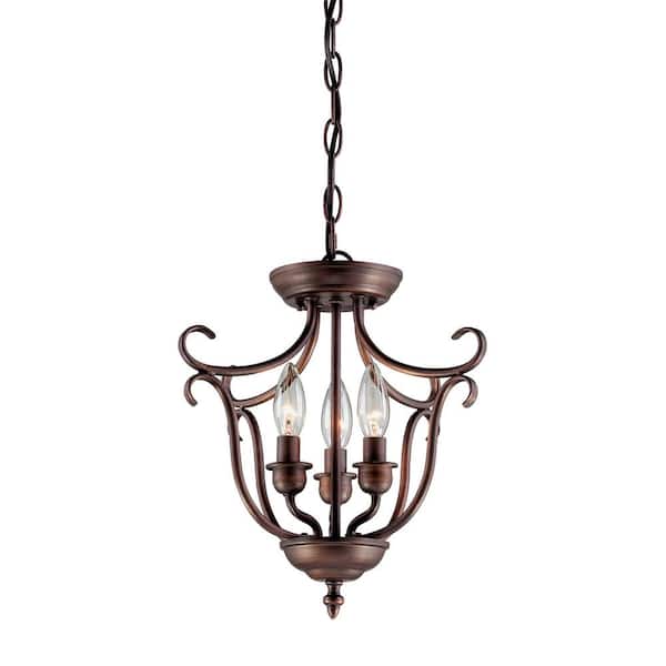 Millennium Lighting 3-Light Fulton 13 in. Rubbed Bronze Dual Mount Pendant