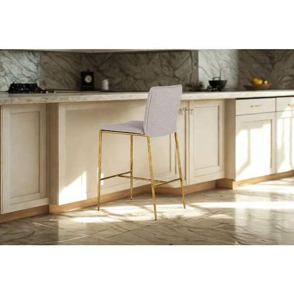 Atlanta Modern 26 in. Beige Metal Counter Stool with Fabric Seat