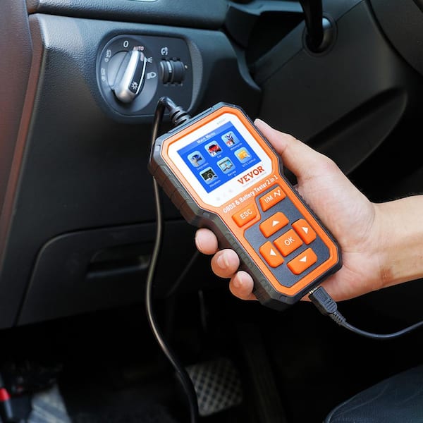 VEVOR OBD2 Scanner Diagnostic Tool, 2 in 1 OBD2 Scanner Battery Tester, Check Engine Light, 6V/12V Car Battery Charging Cranking Test, Car Code