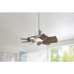 Stonemill 36 in. LED Outdoor Brushed Nickel Ceiling Fan with Light