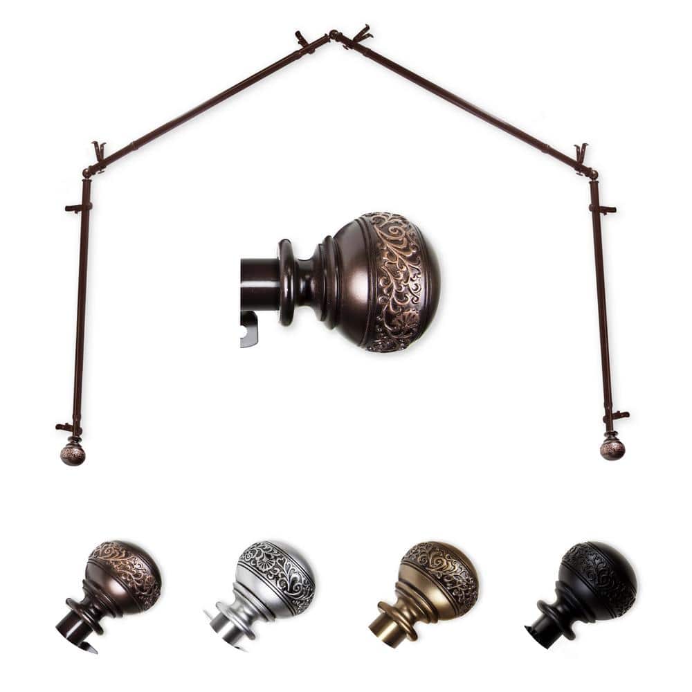 "13/16"" Dia Adjustable 4-Sided Bay Window Curtain Rod 28 to 48"" (each side) with Douglas Finials in Cocoa" price history on PriceWatchPro