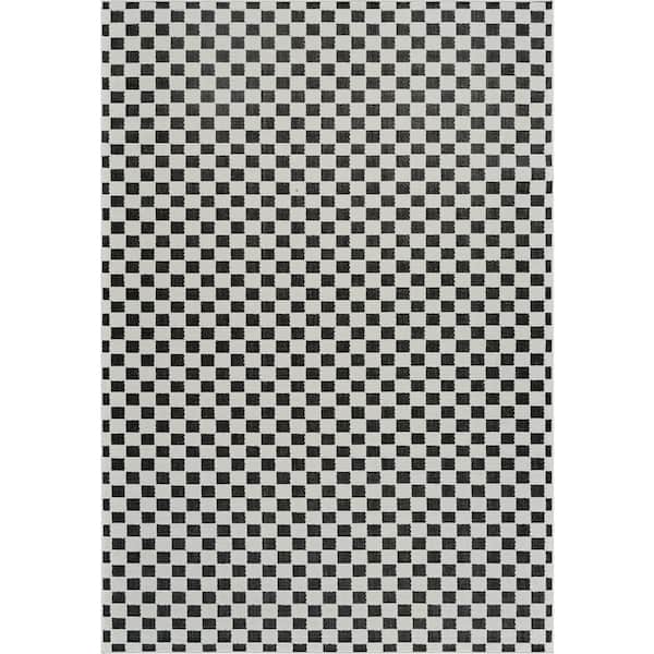 Rug Branch Maise Black White 6 ft. x 9 ft. Modern Checkered Indoor Outdoor Area Rug