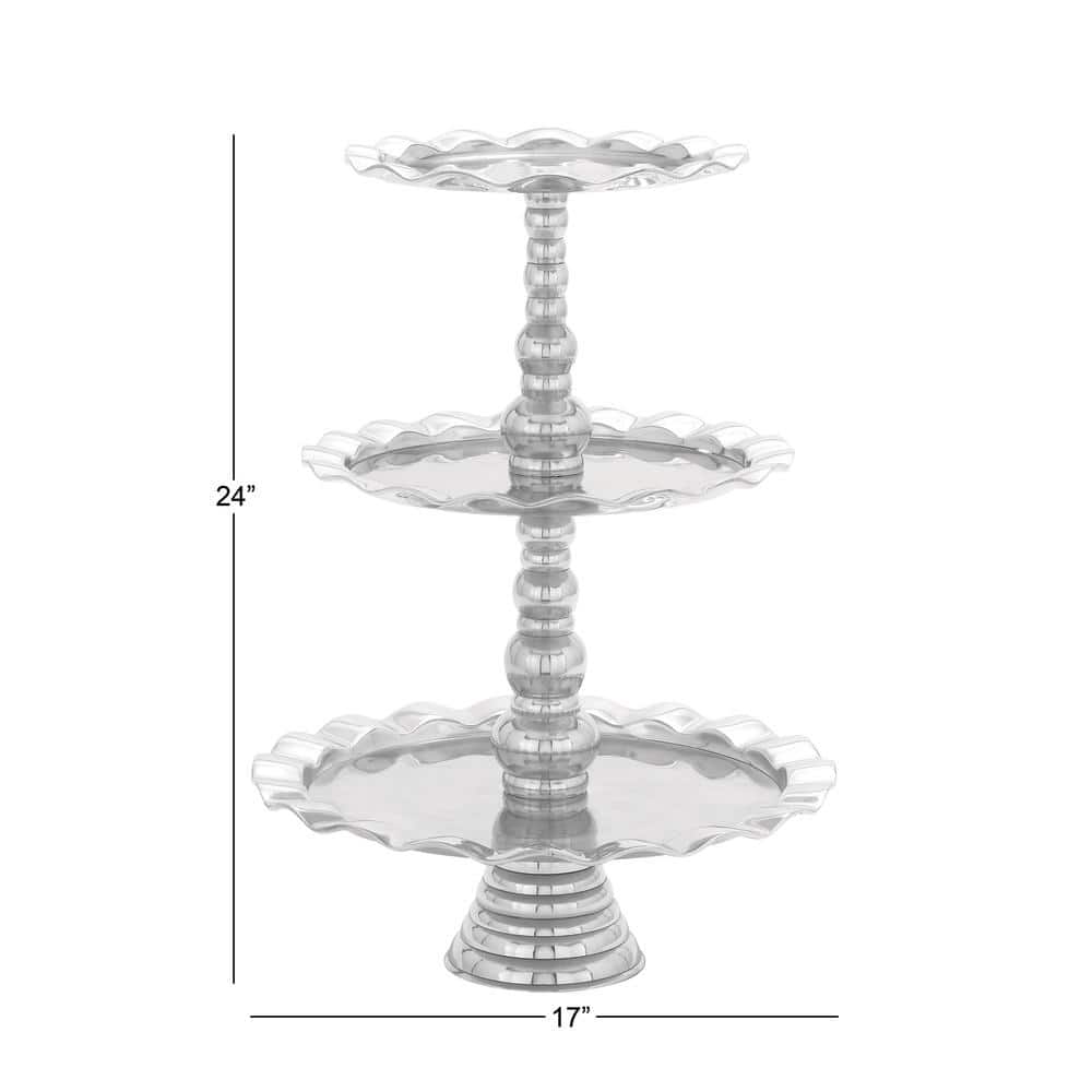 Silver Polished Aluminum 3-Tier Round Server