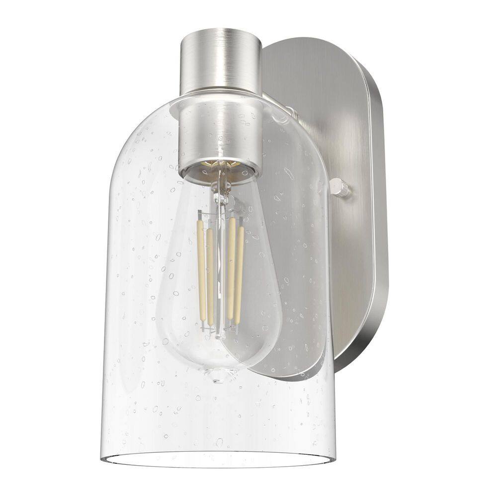 Lochmeade Dimmable Brushed Nickel Outdoor Wall Sconce with Clear Glass