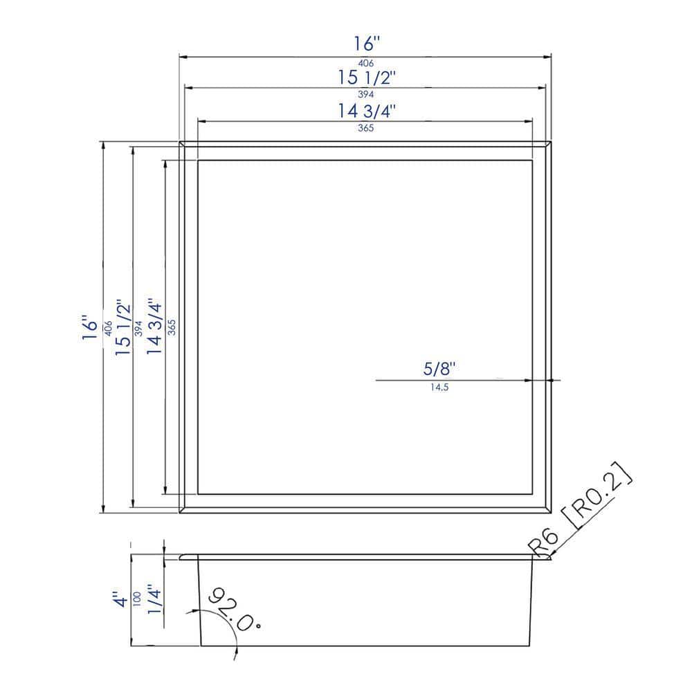 Brushed Stainless Steel Square Shower Niche Shelf