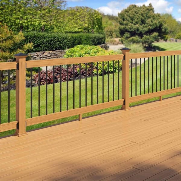 6 ft. Cedar-Tone Southern Yellow Pine Rail Kit with Aluminum Round Balusters