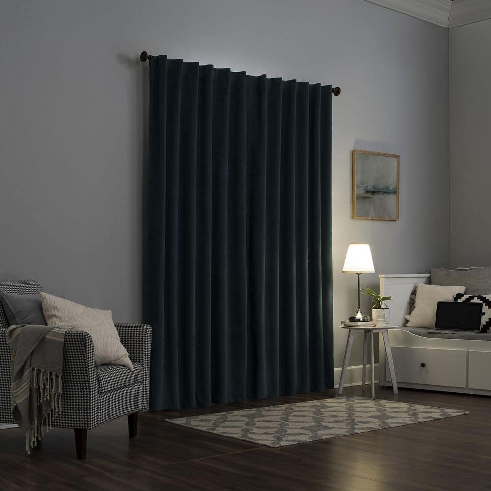 Teal Velvet Blackout Back Tab Curtain Panel, 50" x 84"