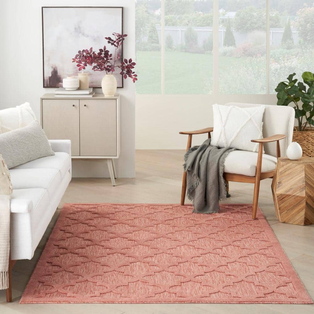 Coral Charm 6' x 9' Trellis Pattern Easy-Care Outdoor Rug