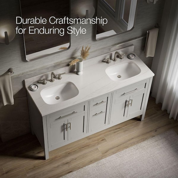 KOHLER Hadron 61 in. Double Sink Freestanding Atmos Grey Bath