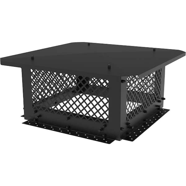 17 in. x 17 in. Black Galvanized Steel Fireplace Chimney Caps for Outside