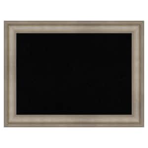 Mezzanine Antique Silver Narrow Wood Framed Black Corkboard 33 in. x 25 in. Bulletin Board Memo Board