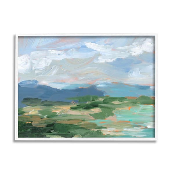 The Stupell Home Decor Collection Modern Brushed Cloudy Landscape Design by Ethan Harper Framed Nature Art Print 14 in. x 11 in.