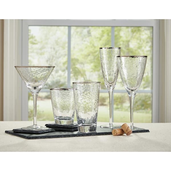 10 oz. Metallic Silver Rim Highball (Set of 4)