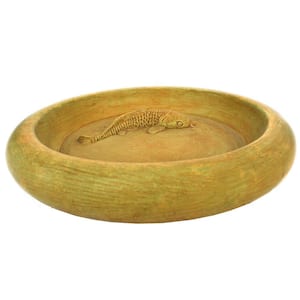 Cast Stone Koi Pond Garden Birdbath - Weathered Bronze