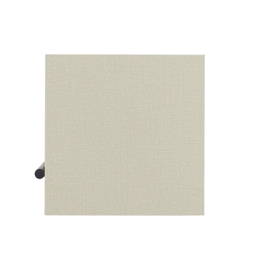 Cream Weave 5-Shelf Corner Bookcase with Black Metal Support