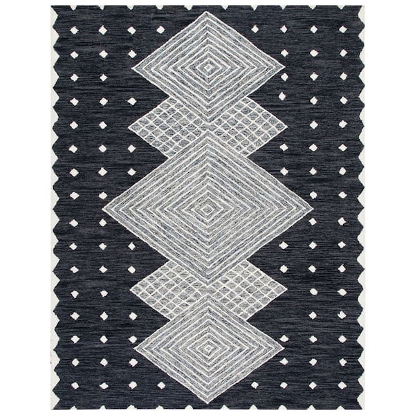 SAFAVIEH Micro-Loop Charcoal/Ivory 8 ft. x 10 ft. Geometric Area Rug