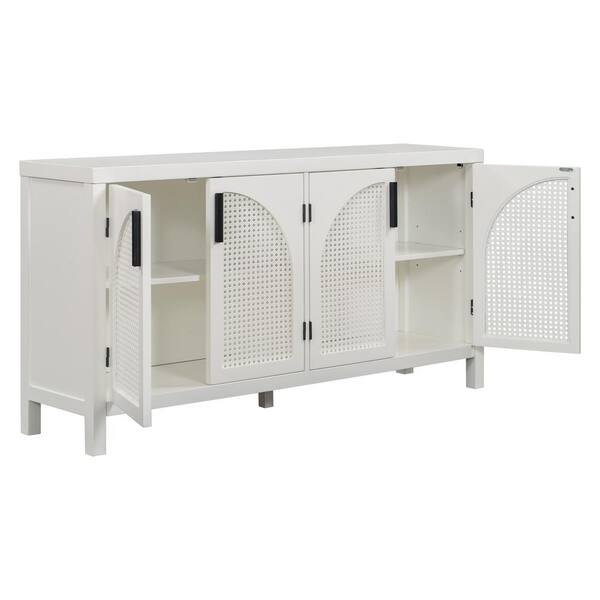  Large Storage Space Sideboard with 4 Artificial Rattan